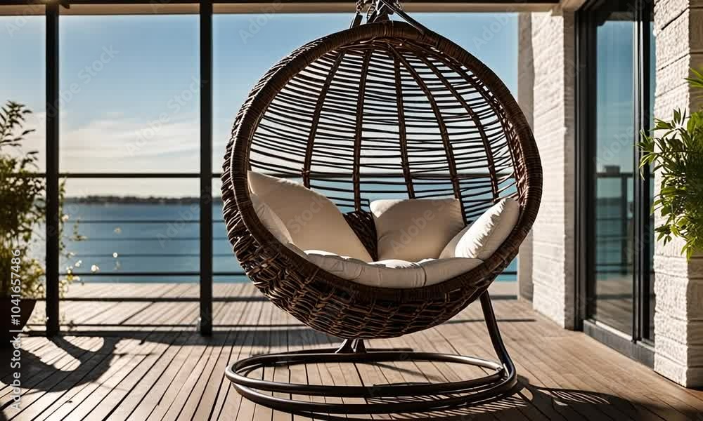 Hanging chair in a garden. Hanging chair in a garden.