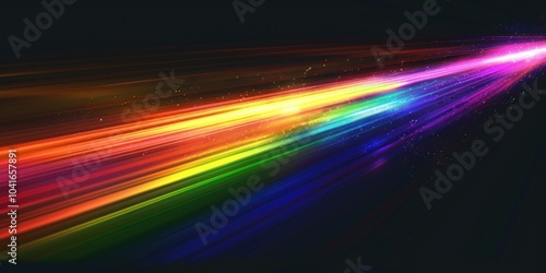 A colorful light streak against a dark background