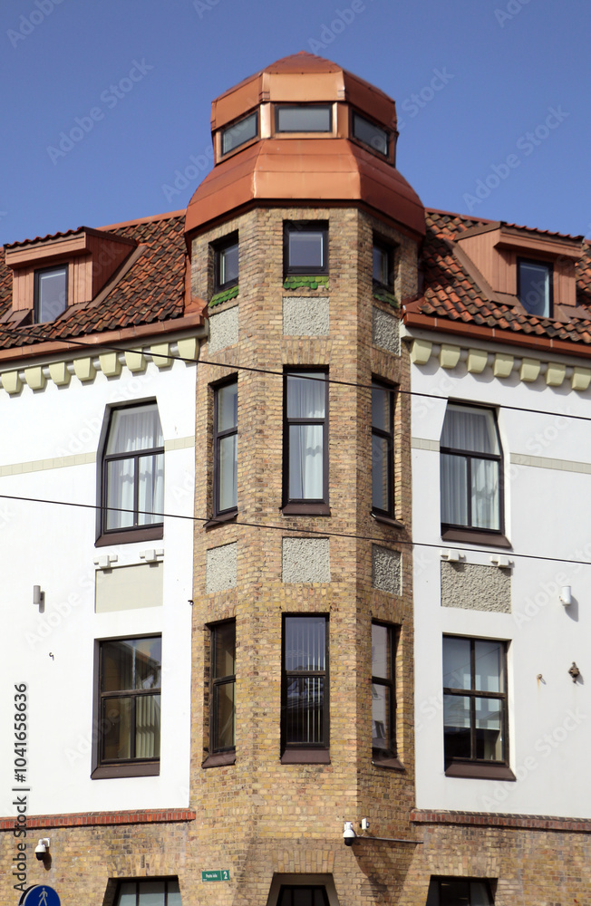 Obraz premium Art Nouveau style architectural facade details, Europe, Latvia