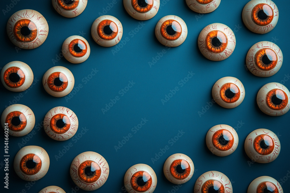 Creepy Eyeballs on a Deep Blue Halloween Background Creepy Eyeballs on a Deep Blue Halloween Background
