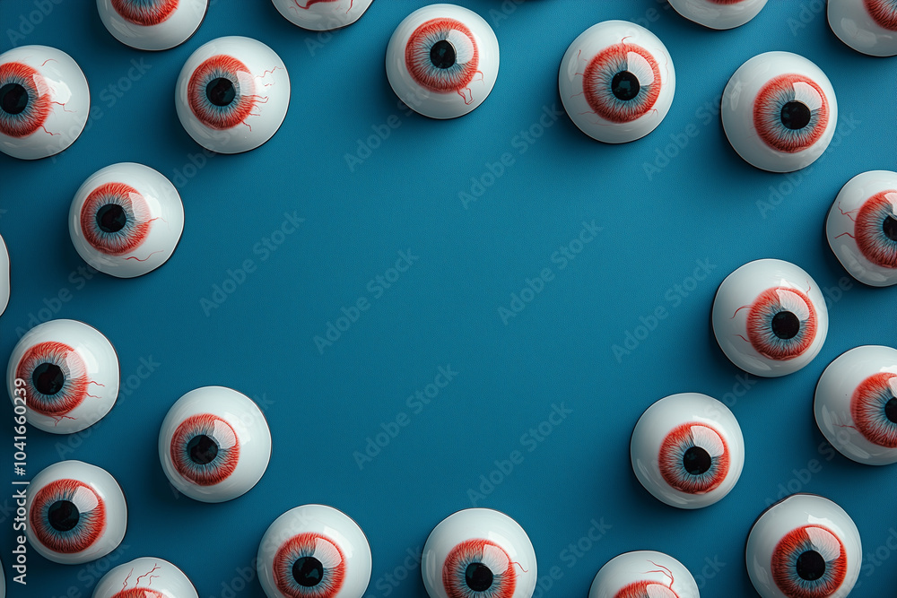 Creepy Eyeballs on a Deep Blue Halloween Background Creepy Eyeballs on a Deep Blue Halloween Background