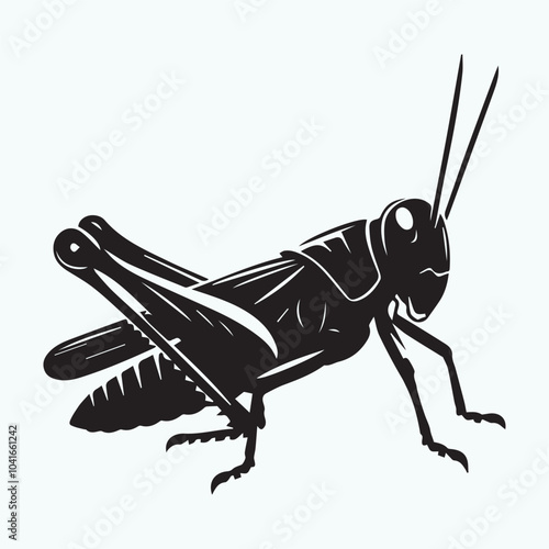 Grasshopper silhouette vector black and white