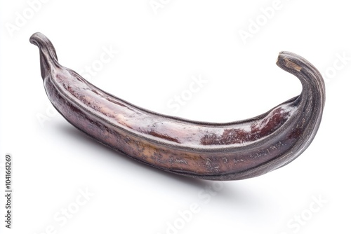 A close-up image of a ripe banana on a clean white surface, perfect for food or product photography