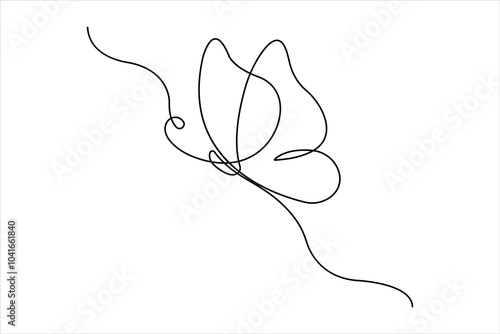 Continuous one line art drawing of butterfly design minimalism outline vector art illustration

