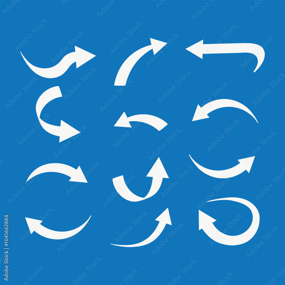 Directional arrow sign or curved icons set design Directional arrow sign or curved icons set design