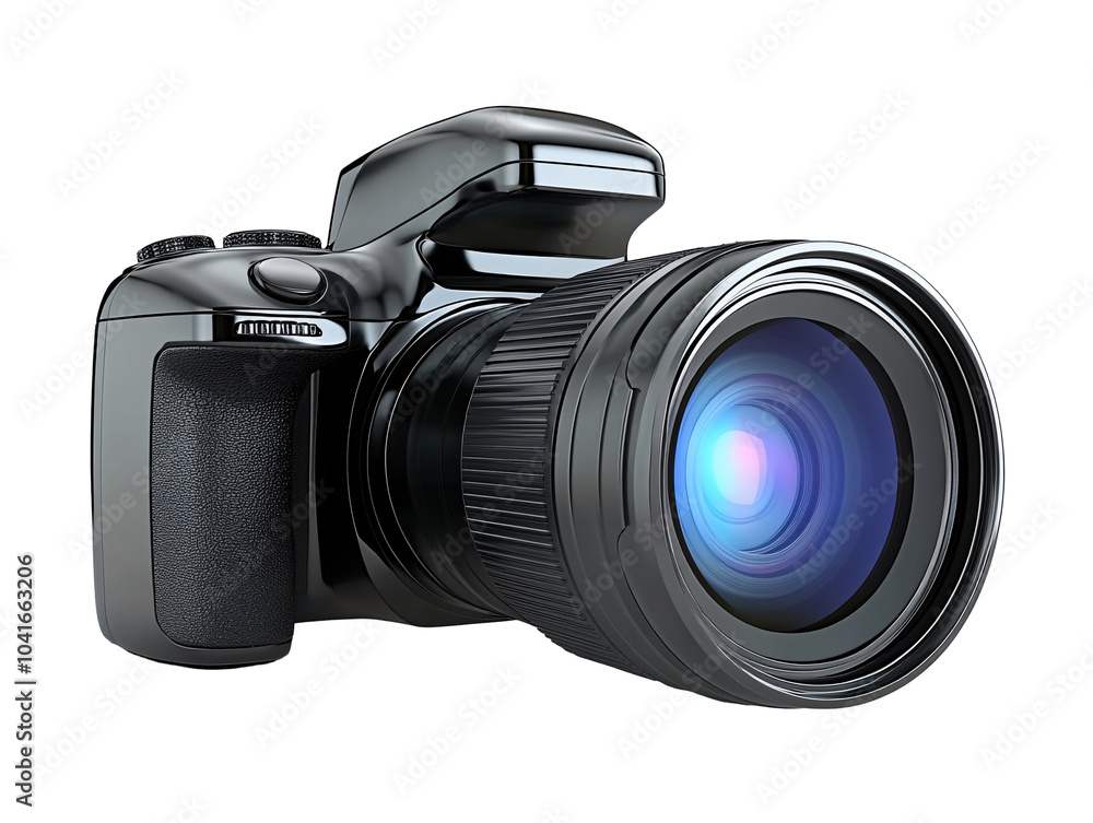 a black camera with a large lens a black camera with a large lens