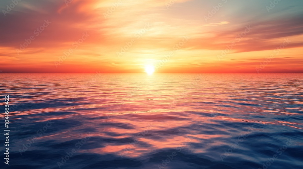 Fototapeta premium Serene Sunset Over Calm Ocean Waters