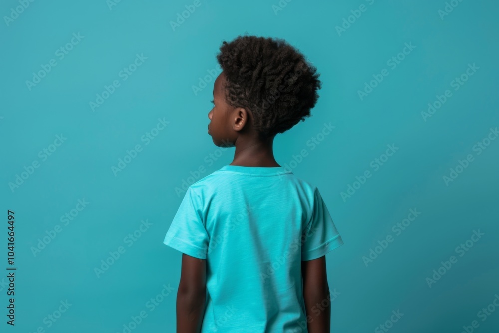 Portrait of a cute male little African American child against blue background Portrait of a cute male little African American child against blue background