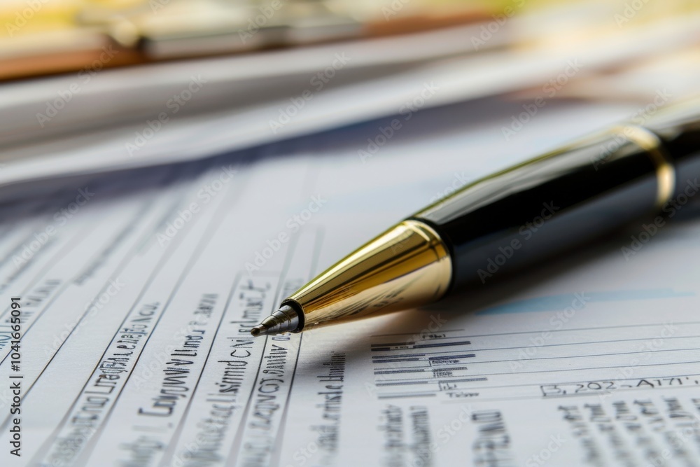 Insurance policy document with pen Insurance policy document with pen
