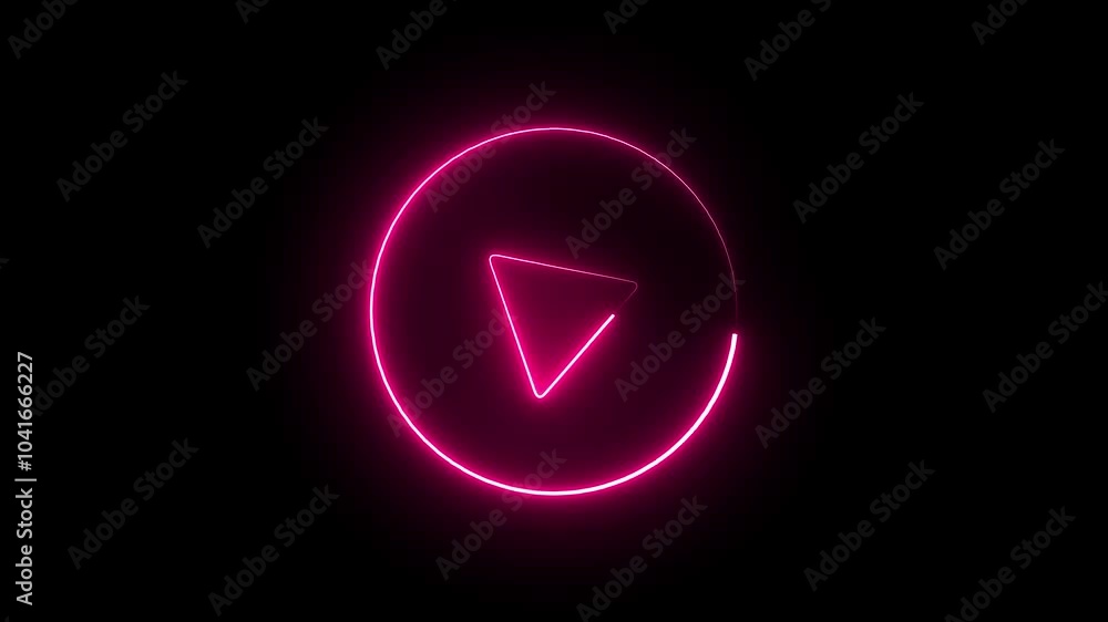 Glowing yellow neon flickering play button sign. Bright neon play button animated blinking icon with circle. Video play button icon concept . play button icon. Glowing yellow neon flickering play button sign. Bright neon play button animated blinking icon with circle. Video play button icon concept . play button icon.