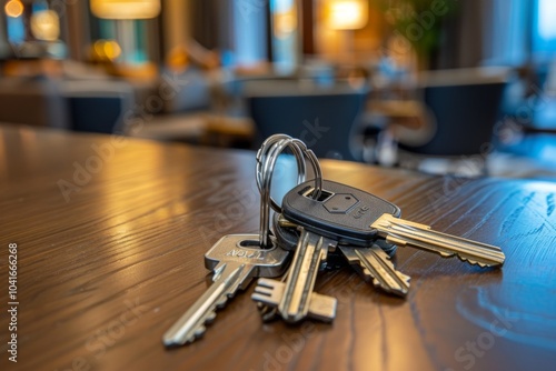 House key sitting on table in living room