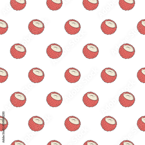 lychee seamless pattern design, vector lychee fruit pattern design