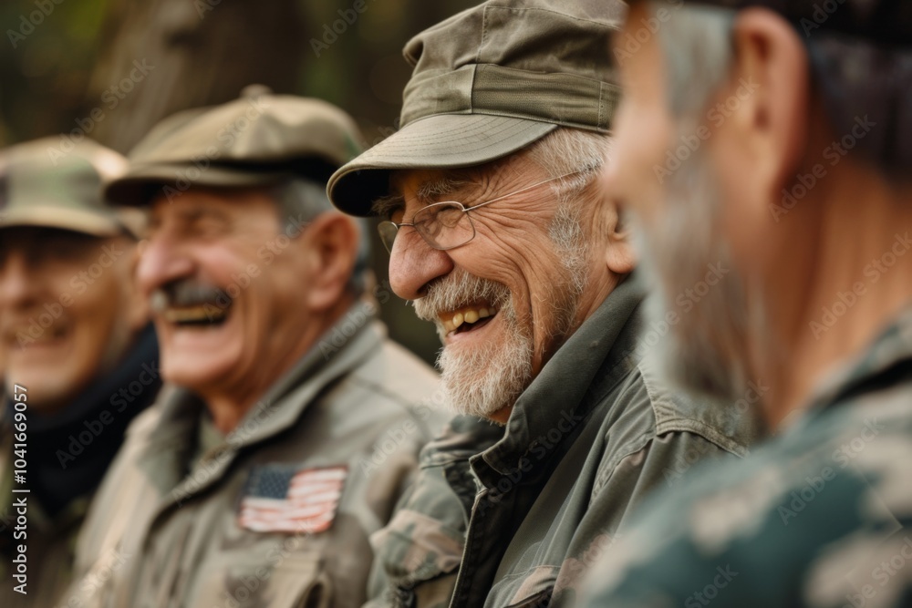 Fototapeta premium A group of veterans sharing a laugh and camaraderie