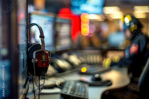 Wallpaper Mural Fire station's control room with computer monitors and communication devices Torontodigital.ca