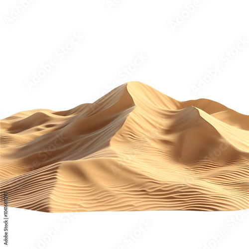 Sandy Desert Dunes Isolated on White Background