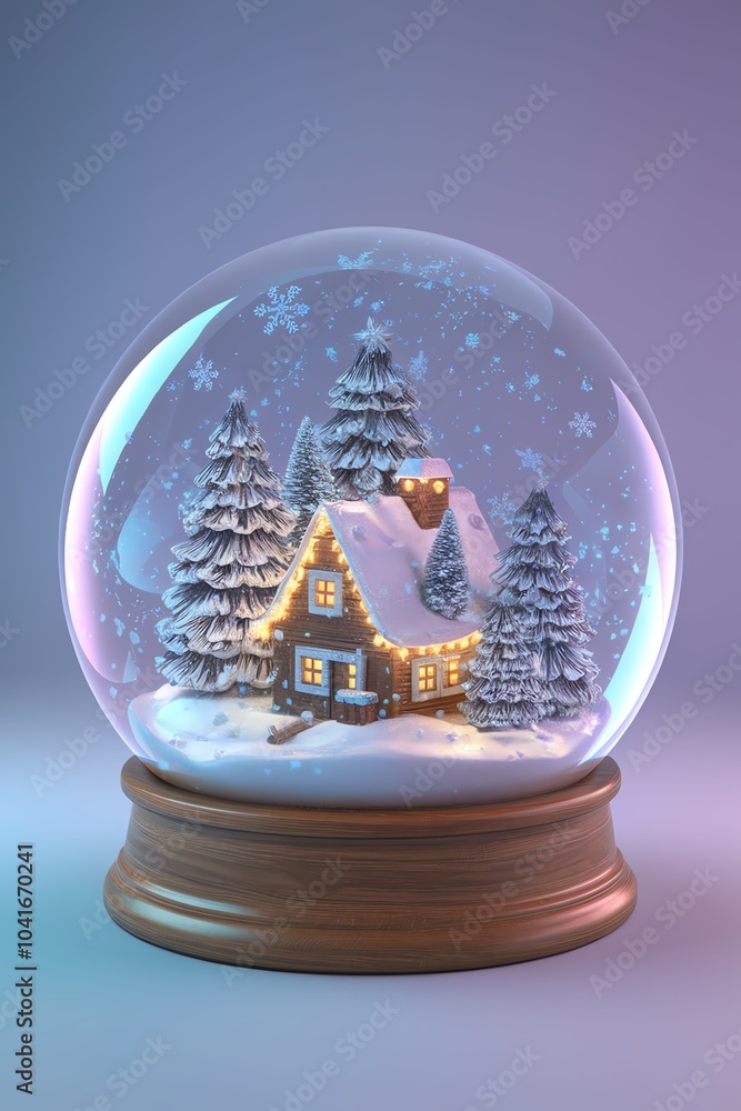 “Christmas Snow Globe with Cozy Cabin and Pine Trees” “Christmas Snow Globe with Cozy Cabin and Pine Trees”