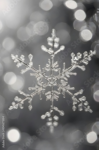 The delicate snowflake glows in the crisp winter air, a symbol of nature’s grace