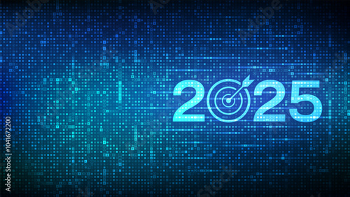 2025 New year Goals and plans. Numbers 2025 made with currency symbols. New 2025 financial year. Business plan and strategies. New 2025 fiscal year. Background with currency signs. Vector illustration