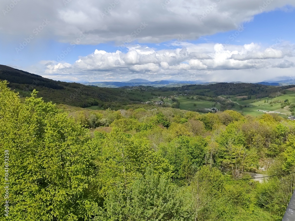 Obraz premium forest and rural landscape in Entrelacs, Haute Savoie, in springtime