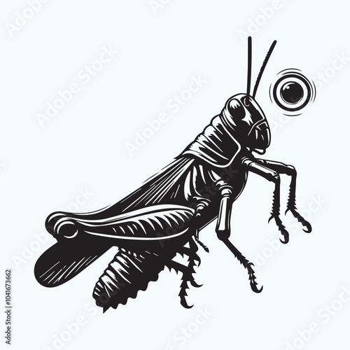 Grasshopper silhouette vector black and white