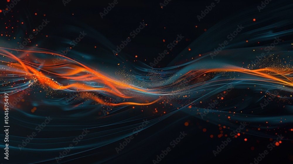 Fototapeta premium Glowing Light Trails in Dark Elements