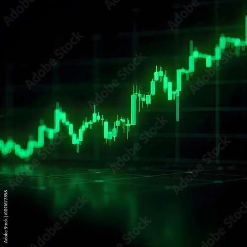 Futuristic financial chart high tech trading visualization with glowing lines and data points