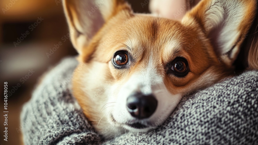 Adorable Corgi Dog Poking Out from Under Arm Adorable Corgi Dog Poking Out from Under Arm