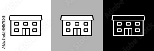 介護施設などの建物のイラスト。シンプルな線画のベクターアイコン。