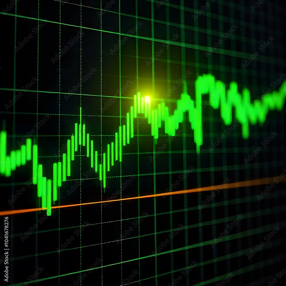 Futuristic financial chart high tech trading visualization with glowing lines and data points Futuristic financial chart high tech trading visualization with glowing lines and data points