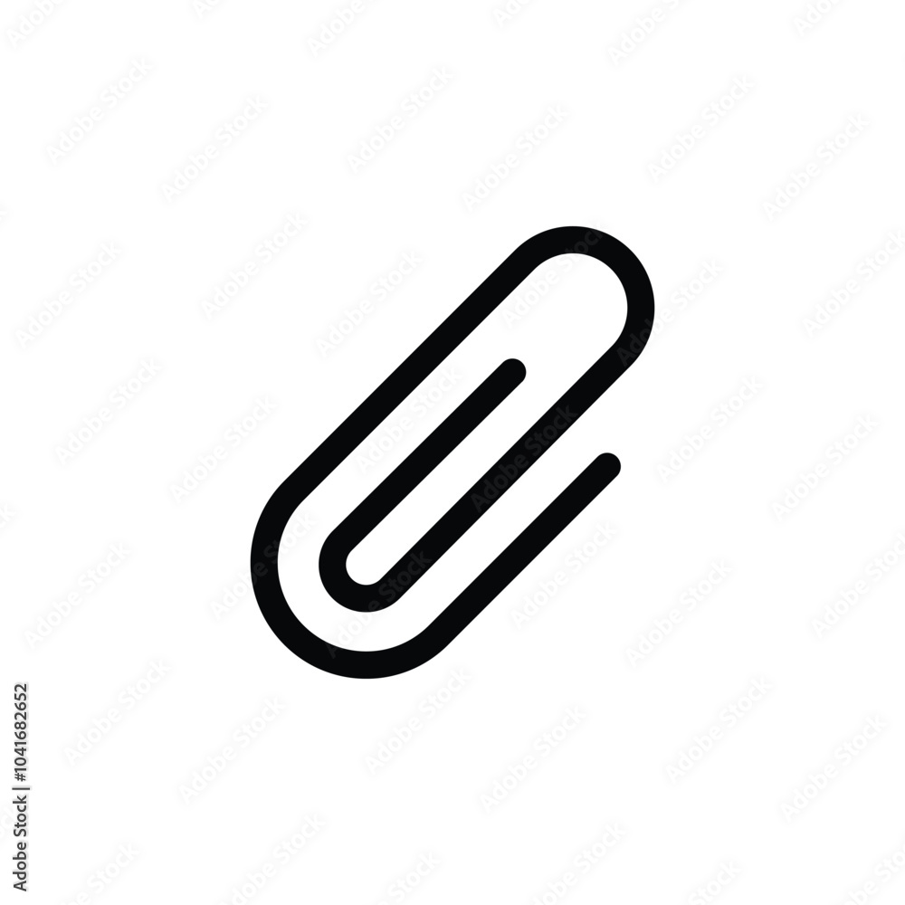 Black isolated icon of paper clip on white background. Silhouette of paper clip. Flat design. Black isolated icon of paper clip on white background. Silhouette of paper clip. Flat design.