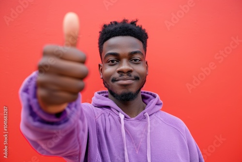 A person in a purple hoodie gives a thumbs up, suggesting approval or agreement