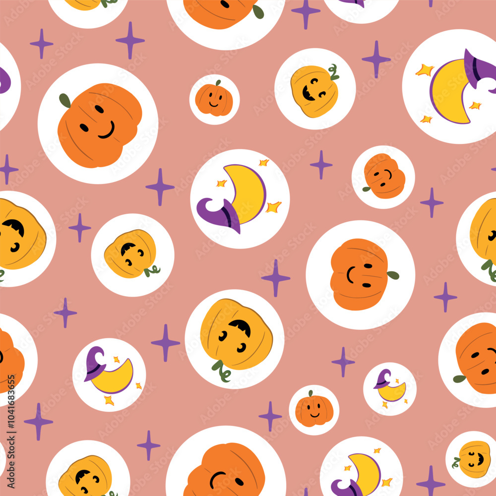 Obraz premium Cute Halloween vector surface pattern design