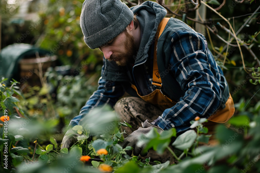 A person gardening in a field generative AI concept A person gardening in a field generative AI concept