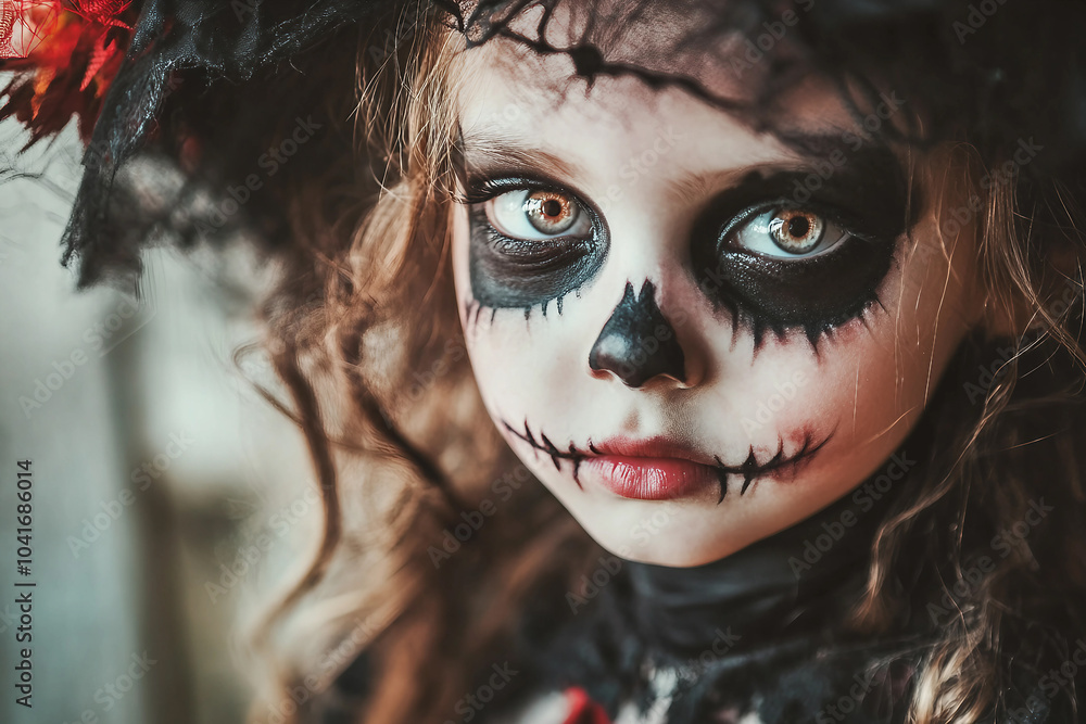 Young girl dressed as a witch at a Halloween party made with generative ai concept Young girl dressed as a witch at a Halloween party made with generative ai concept