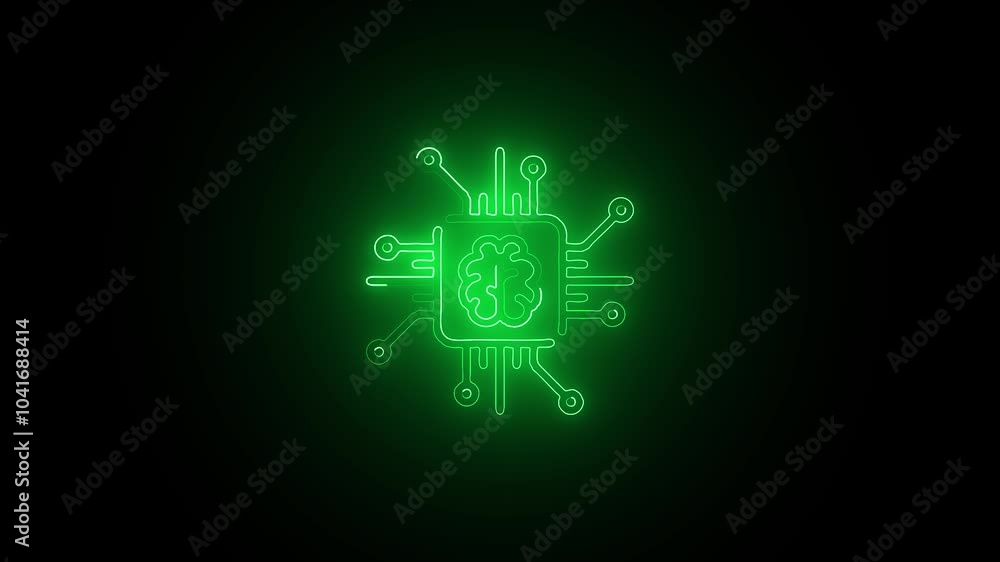 Glowing neon Chip icon isolated on black background. HD Video motion graphic animation Glowing neon Chip icon isolated on black background. HD Video motion graphic animation