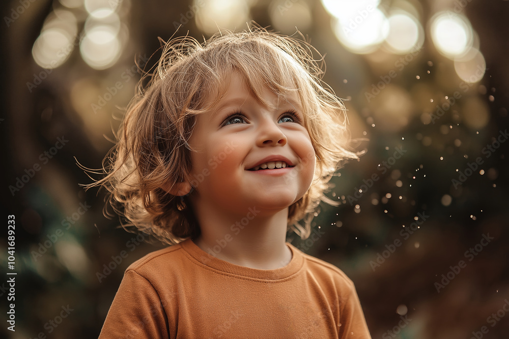 A smiling child stands in a sunlit forest, surrounded by enchantment, filling the world with warmth and happiness. A smiling child stands in a sunlit forest, surrounded by enchantment, filling the world with warmth and happiness.