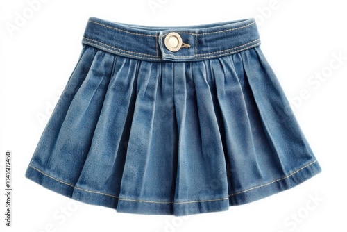 Jeans Skirt for Girls. Fashionable Children's Blue Skirt with Gold Linen Detail