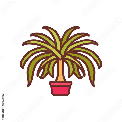 Ponytail Palm Filled Icons , Vector illustration