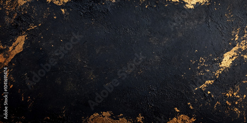 Abstract painting black and gold background