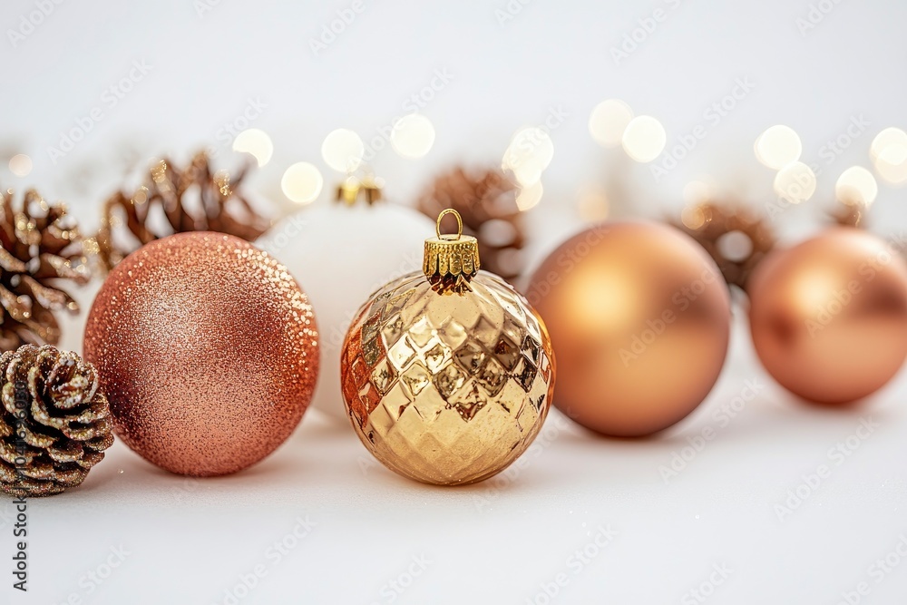Christmas composition with balls and decorations on white background with generative ai Christmas composition with balls and decorations on white background with generative ai