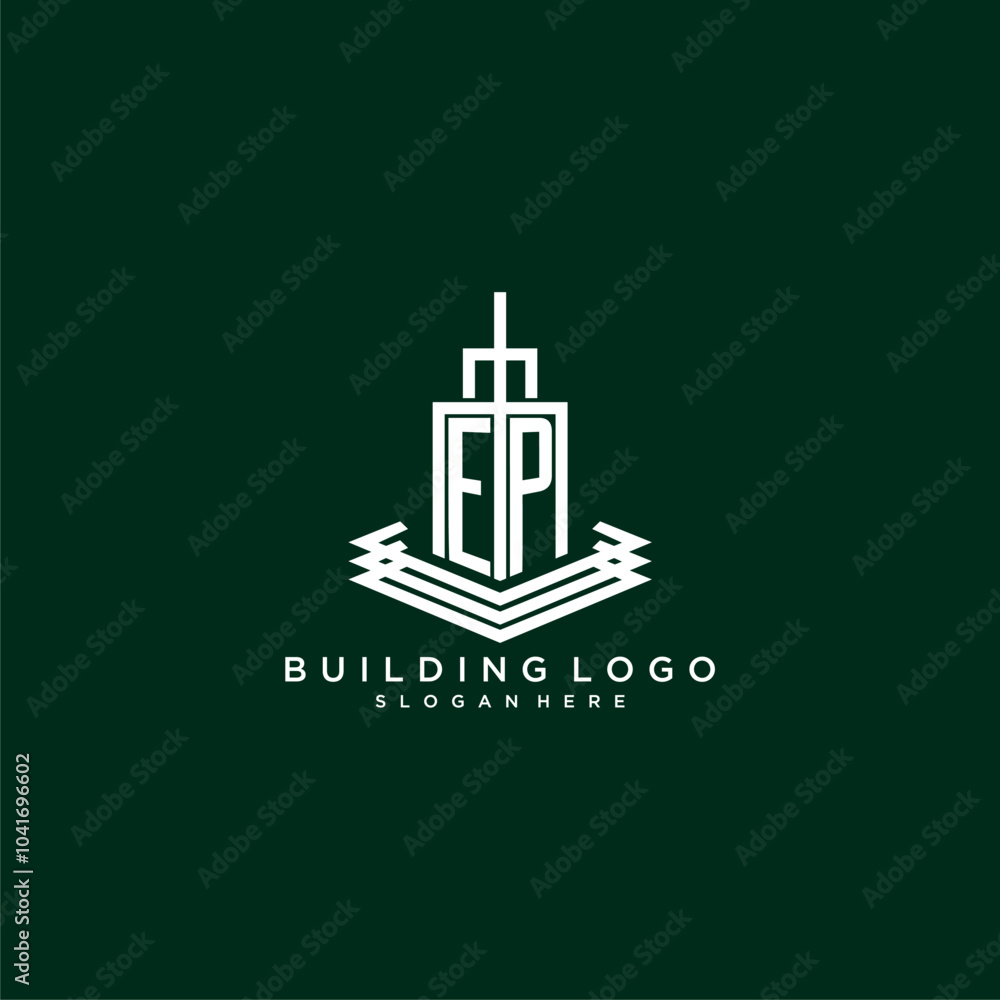 EP initial monogram building logo for real estate EP initial monogram building logo for real estate