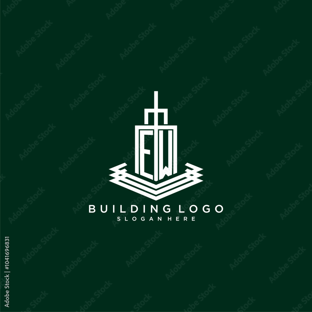 EW initial monogram building logo for real estate EW initial monogram building logo for real estate