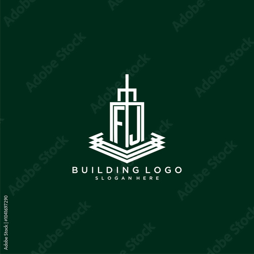 FJ initial monogram building logo for real estate