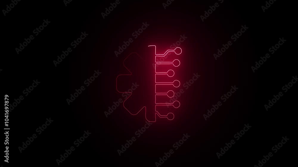 Glowing neon Automation icon isolated on black background. HD Video motion graphic animation Glowing neon Automation icon isolated on black background. HD Video motion graphic animation