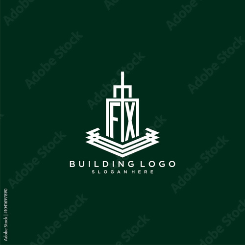 FX initial monogram building logo for real estate