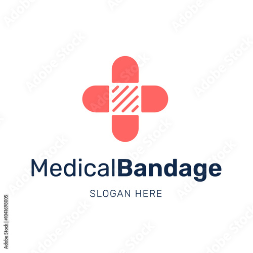 Medical Cross Bandage Combination Modern Logo Design Vector Template