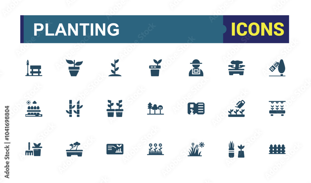 custom made wallpaper toronto digitalSet of solid garden care icons. Related to shovel, flower, seeds, soil, garden tools, pruning. Filled symbol collection. Editable and pixel perfect sign pack.