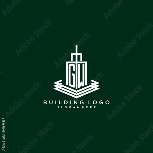 GW initial monogram building logo for real estate