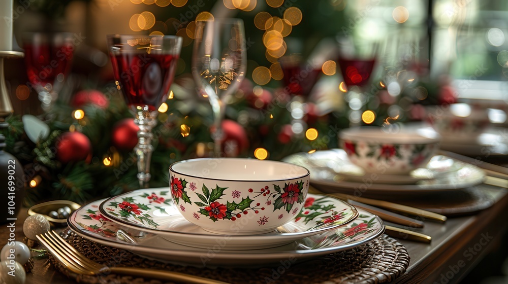 Festive Table Setting for Holiday Dinner Celebration Festive Table Setting for Holiday Dinner Celebration