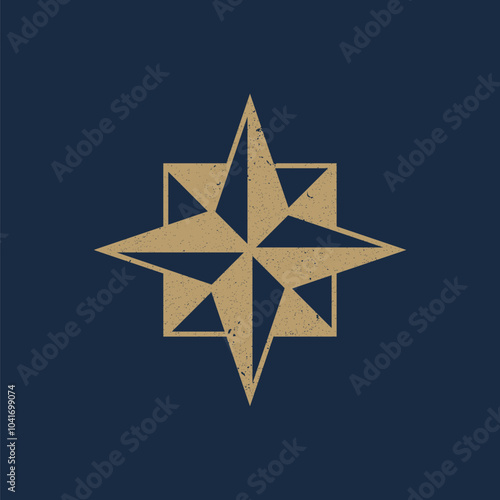 Compass Logo with Art Deco Design Style Vector Template
